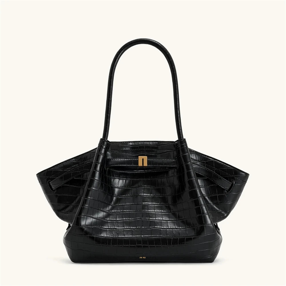 JW PEI Women's Dumpling Bag Large Capacity Tote Handbag, Trendy Shoulder Bag Light Luxury Soft Leather Casual Daily Crossbody