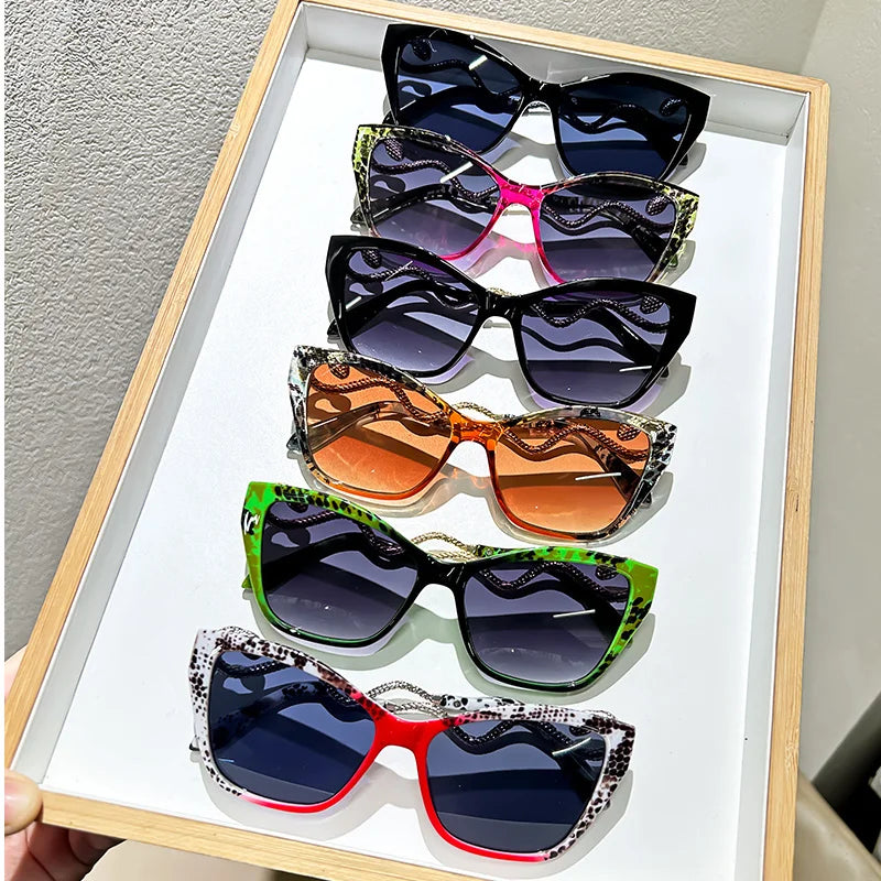 Stylish Decorative Eyewear for Streetwear, Parties, Casual Outfits, Streetwear Eyewear | Cateye Glasses | Waist Chain Detail