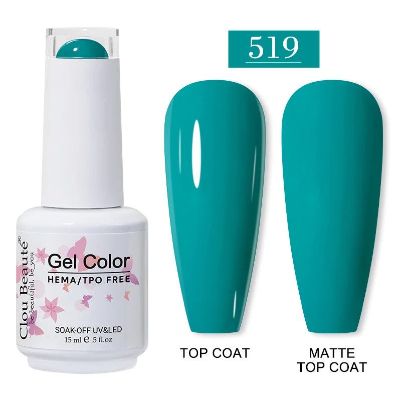 Clou Beaute 15ml Red Color Gel Polish Vernis Semi Permanent UV Varnish Gel Nail Polish Hema TPO Free Nails Art Manicure TOP BASE