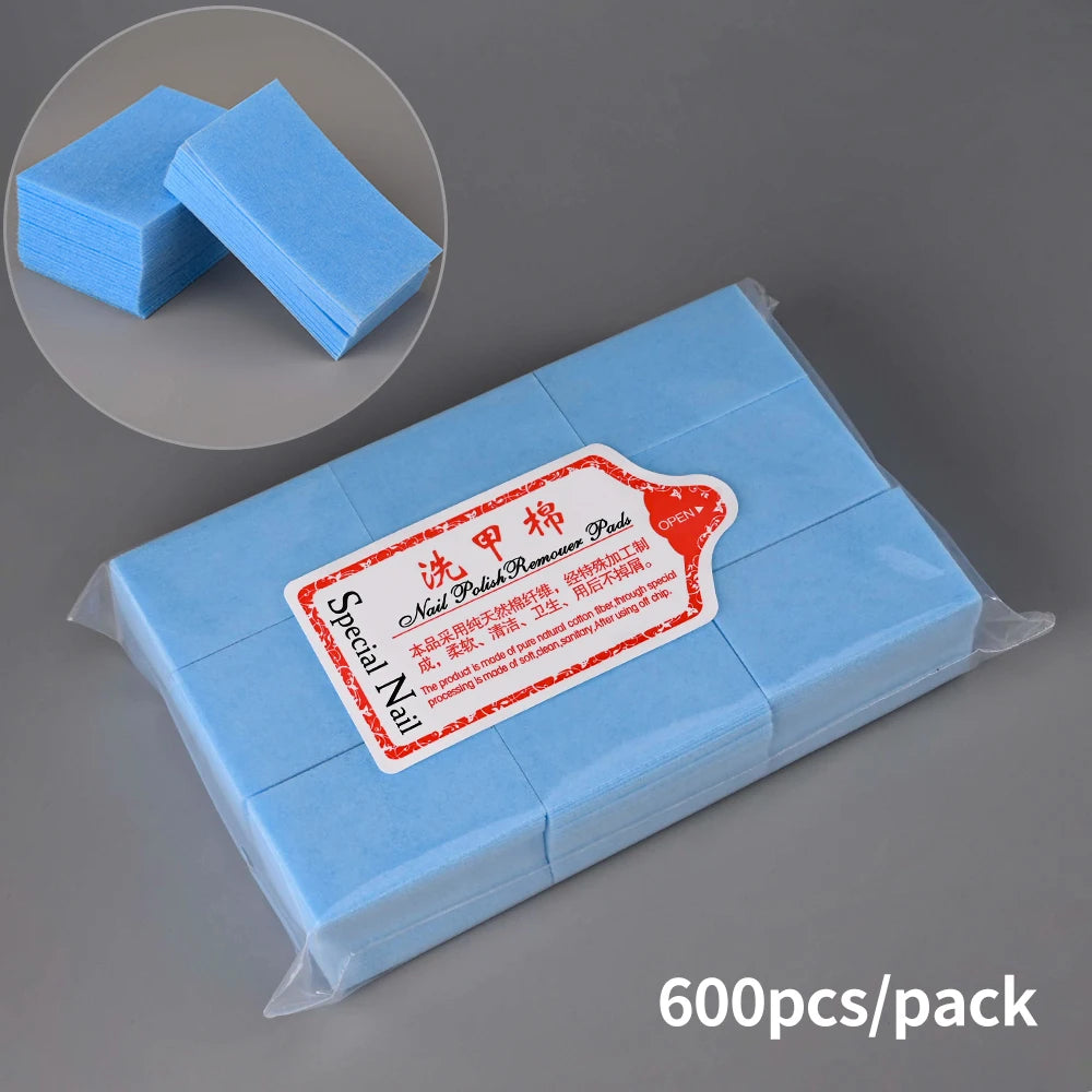 1000/500/100pcs Nail Wipe 100% Cotton Pads Lint Free Gel Nail Polish Removers Cotton Pads Manicure Wipes Nail Art Cleaning Tools