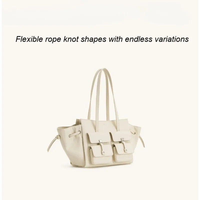 2026 Spring&Autumn JW PEI Pocket Handbag Linda Tote Bag for Women Large Capacity Commuter Shoulder Bag Crossbody Waxed Bag