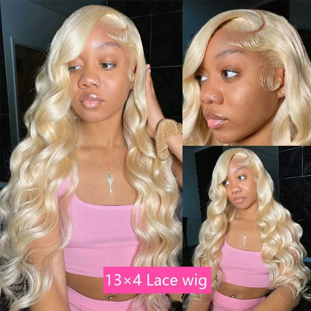 200 Density 40 Inch 613 Human Hair Wig 13x6 Hd Lace Frontal Blonde Human Hair Wig Pre Plucked BrazilianBody Wave Lace Front Wigs