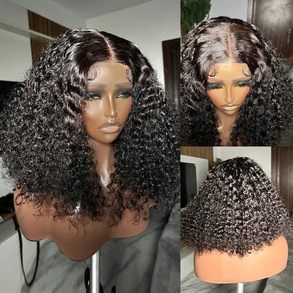 Jerry Burmese Curly 13x4 Glueless Wig Human Hair PrePlucked For Women 250 Density Water Wave 13x6 Short Bob Lace Frontal Wigs