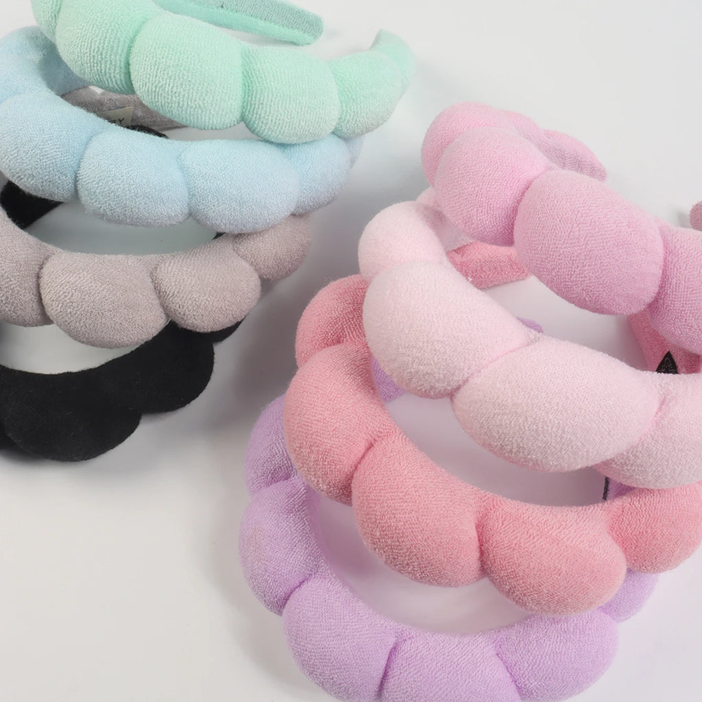 1/3Pcs Fashion Microfiber Washing Wristbands Scrunchies Puffy Headband Spa Bubble Headband for Washing Face Makeup Shower Skincare