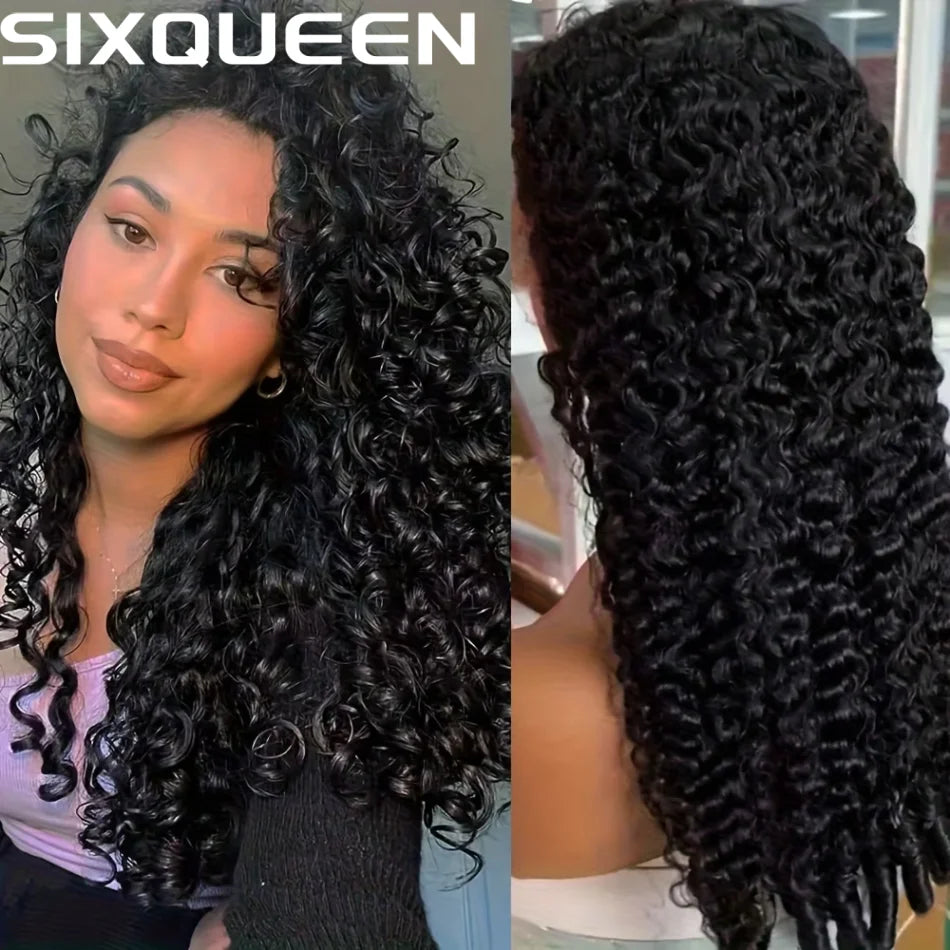 250 Density 13X6 Hd Lace Frontal Wig Burmese Curly Wig Human Hair Brazilian Lace Front Wig Natural Black 40 Inch For Black Women