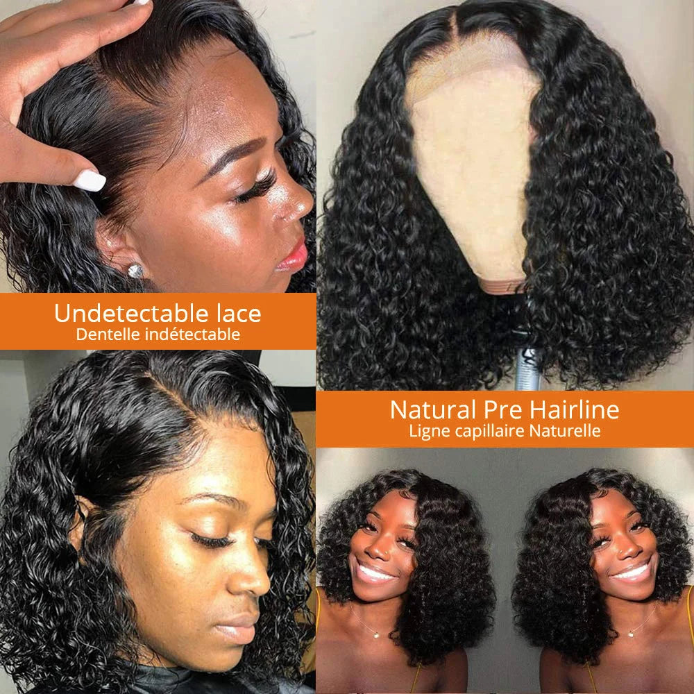 250% Density Burmese Curly Short Bob Wig Human Hair Wigs Deep Wave 13x4 HD Lace Frontal Wig 13x6 Lace Front Wig Virgin Brazilian