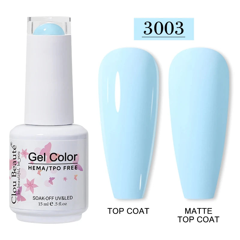 Clou Beaute 15ml Red Color Gel Polish Vernis Semi Permanent UV Varnish Gel Nail Polish Hema TPO Free Nails Art Manicure TOP BASE