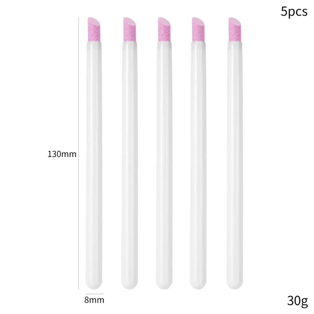1/5PCS Quartz Pen Nail  Cuticle Pushers Nail Polish Manicure Stick Nail Files Grinding Pen Dead Skin Remover for Natural Nail
