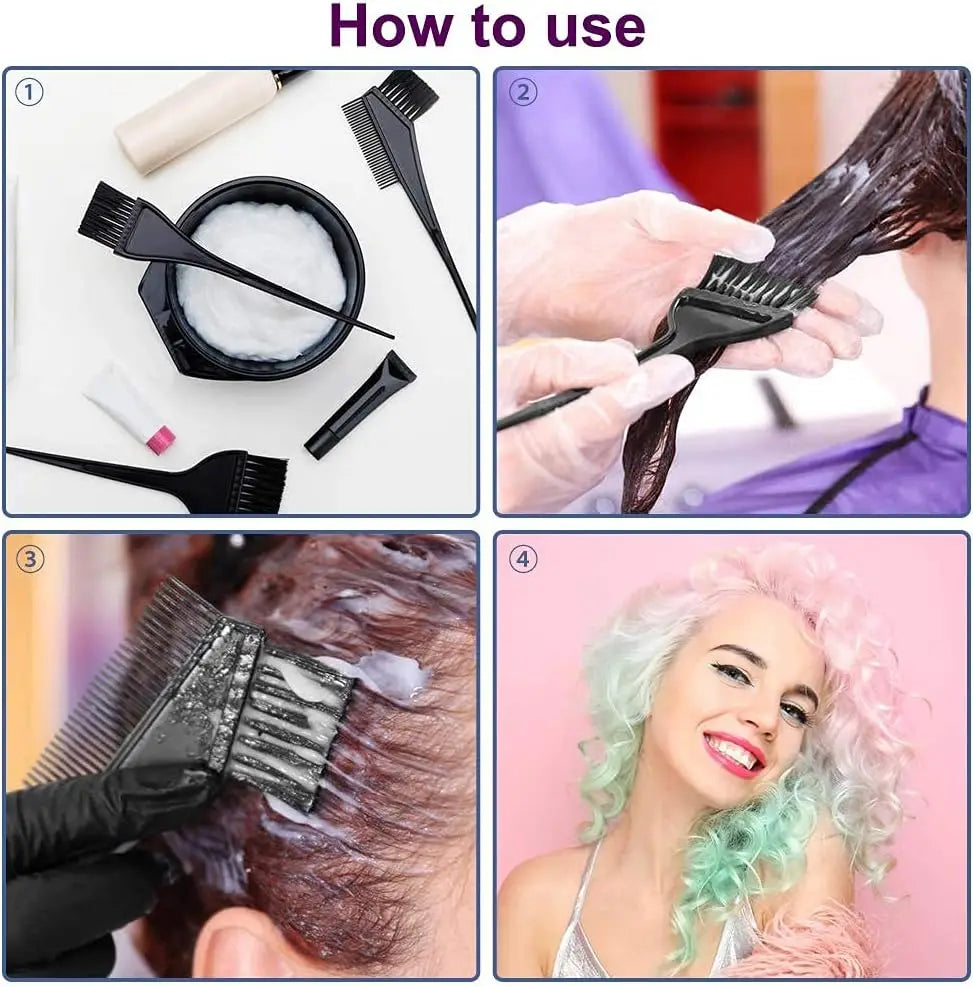 Professional Hair Dye Brush and Mixing Bowl Set for Salon & Home Use, Includes Multiple Brushes & Comb