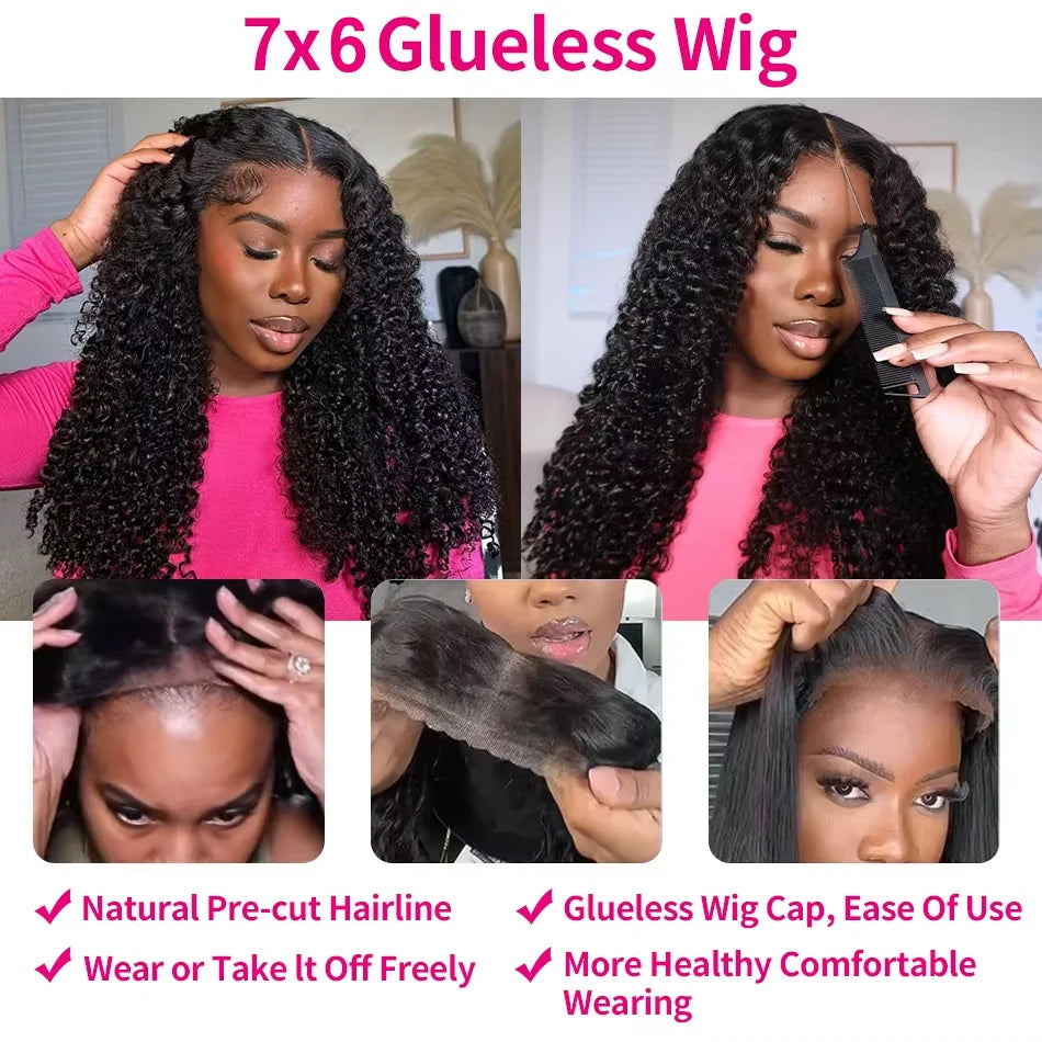 13x6 Full Frontal Lace Natural Color Burmese Curly 13x4 HD Transparent Long 40 46 Inch 7x6 Glueless Human Hair Pre plucked Wigs