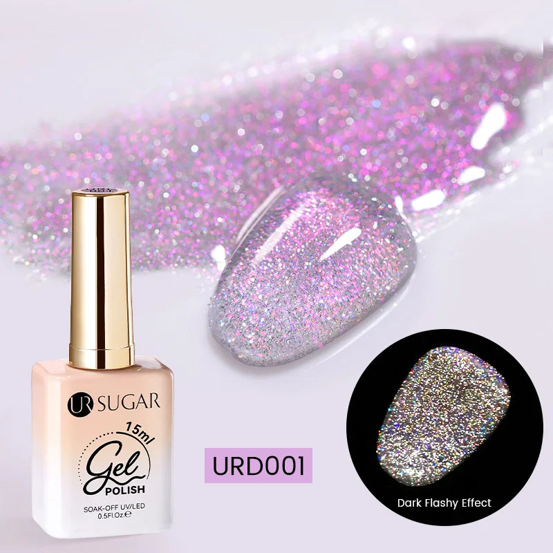 UR SUGAR 15ml Champagne Gold Sliver Reflective Glitter Gel Nail Polish Varnish Semi Permanent Soak Off UV Gel For Manicure Art