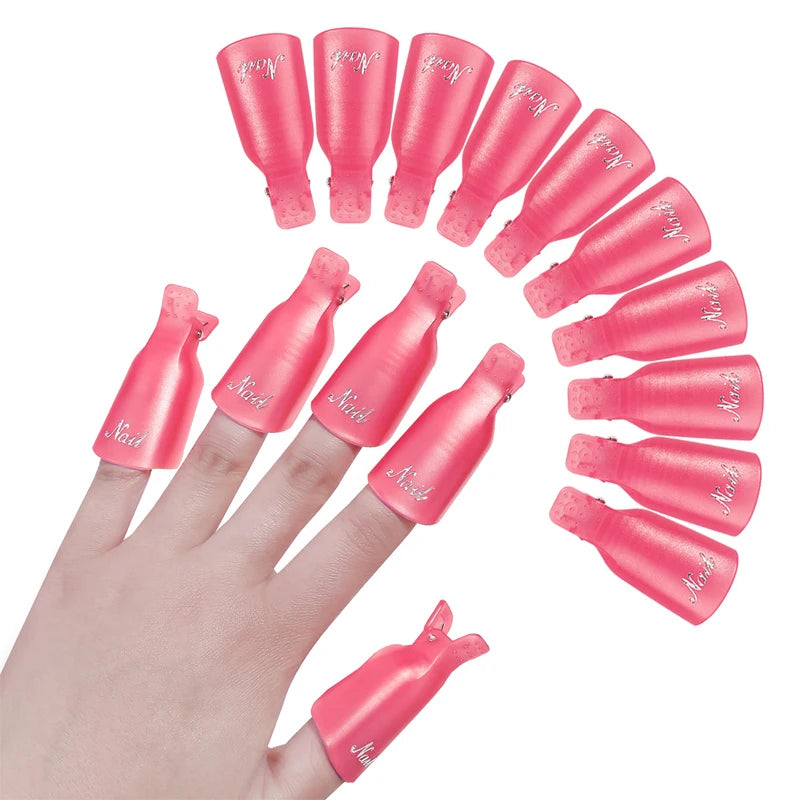 10 Pcs/Bag Colorfulful Acrylic Manicure Art Dipped Cap Clip Nail Cleaning Manicure Uv Gel Nail Polish Dipped Wrapping Tool Finger