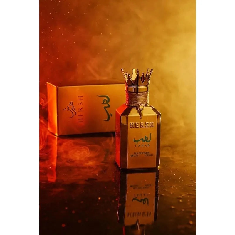 Al Ezz Oud Hersh Lahab Eau de Parfum Spray for Men Blend of Basil Lasting Cologne Luxury Gold Crown Pheromones Perfume 100 ML ﻿