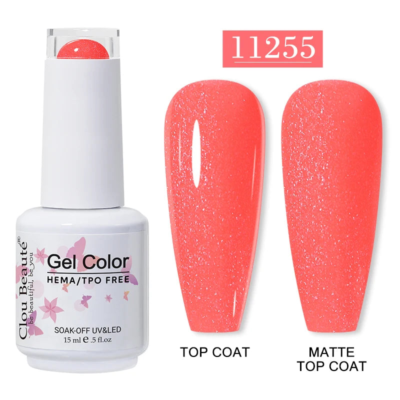 Clou Beaute 15ml Red Color Gel Polish Vernis Semi Permanent UV Varnish Gel Nail Polish Hema TPO Free Nails Art Manicure TOP BASE