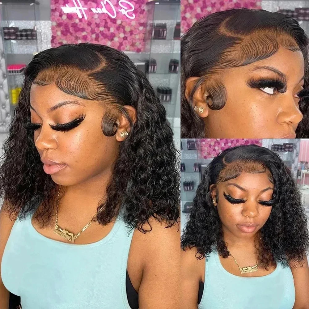 250% Density Burmese Curly Short Bob Wig Human Hair Wigs Deep Wave 13x4 HD Lace Frontal Wig 13x6 Lace Front Wig Virgin Brazilian