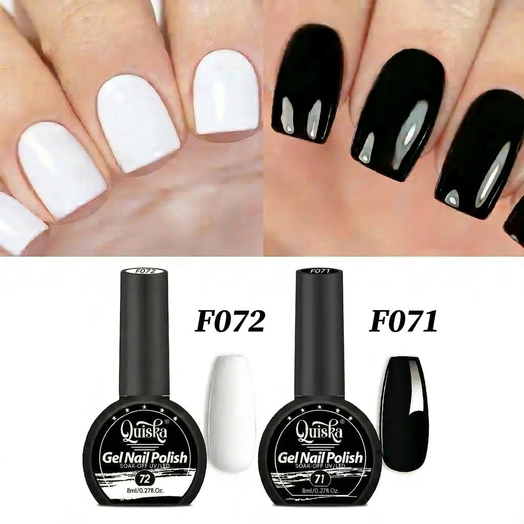 Quiska 2Pcs Black White Nail Gel Polish Set 8Ml Semi Permanent Soak Off UV LED Varnish Manicure Tools Design DIY Charm Manicure