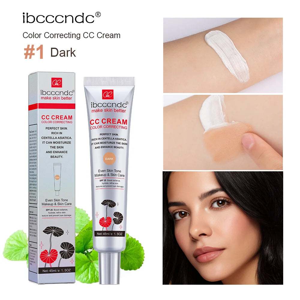 45ml Color Correcting CC Cream Moisturizing Waterproof Sweat-proof Makeup Before Concealer Lasting Women Makeup Change CC Cream