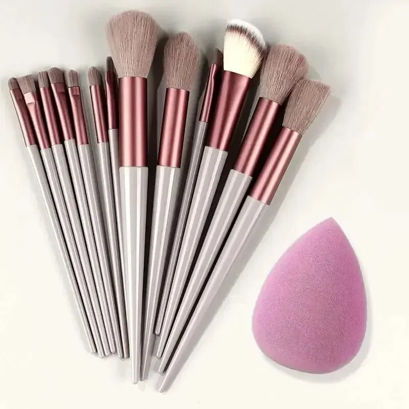 Vegan Makeup Brush Set - Soft Fluffy Kabuki & Blending Brushes for Foundation, Contour & Baking, Cruelty-Free Salon Tools