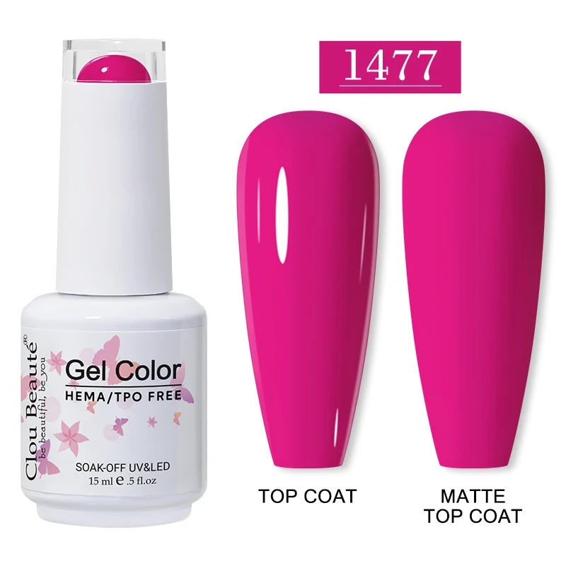 Clou Beaute 15ml Red Color Gel Polish Vernis Semi Permanent UV Varnish Gel Nail Polish Hema TPO Free Nails Art Manicure TOP BASE