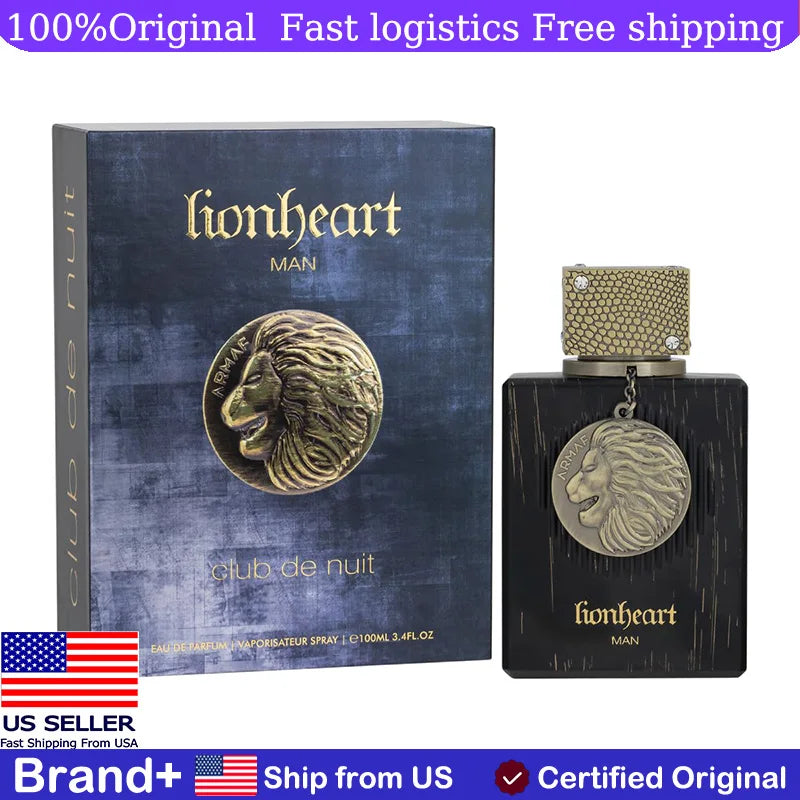 Armaf "Club De Nuit Lion Heart Edp SPR 3.4 Floz Clean Amber Vanilla Unisex Cologne All-Day Wear Birthday Gift  Fresh Woody Scent