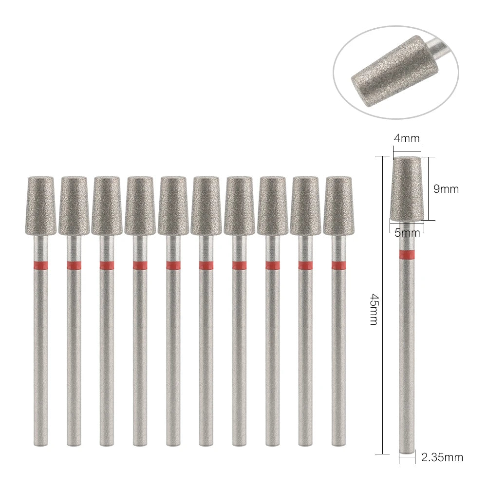 10Pcs Diamond Milling Cutter For Manicure Electric Nail Drill Bits Accessory Pedicure Machine Nail File Gel Remover Tool