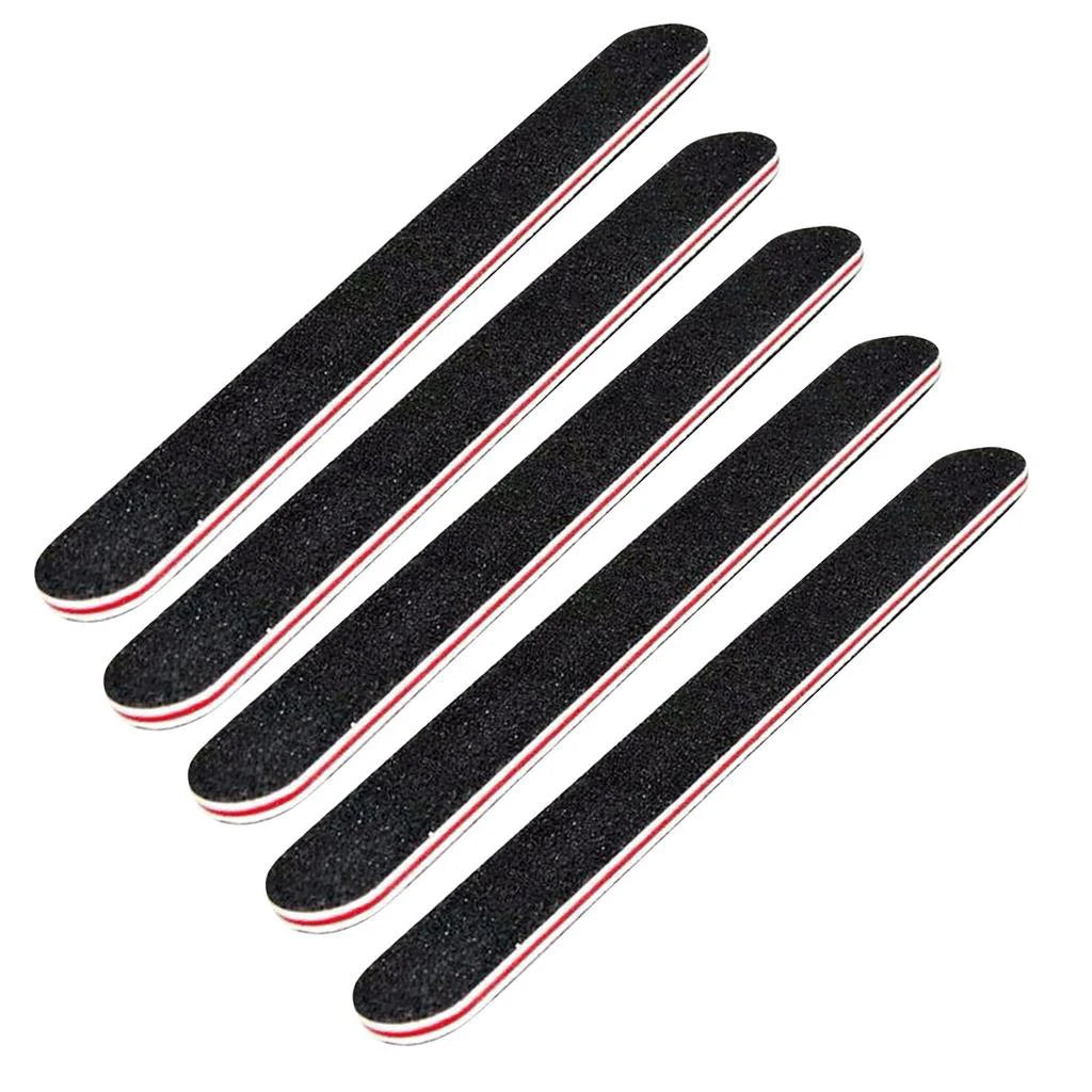 5Pcs Double Sided Emery Board Nail File, 100/180 Grit Nail Buffering Files, Black Manicure Pedicure Tool