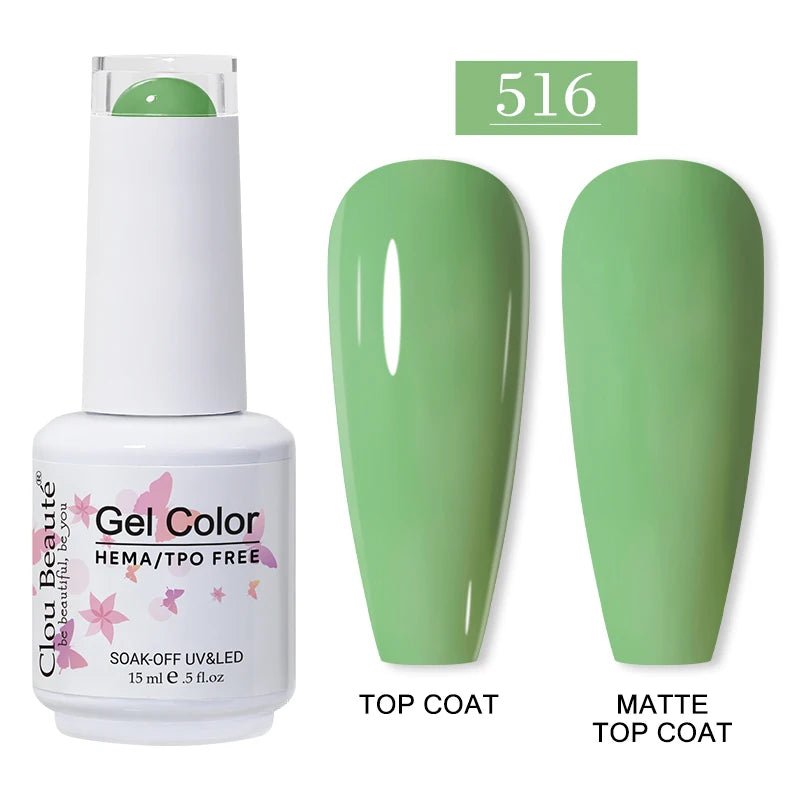 Clou Beaute 15ml Red Color Gel Polish Vernis Semi Permanent UV Varnish Gel Nail Polish Hema TPO Free Nails Art Manicure TOP BASE