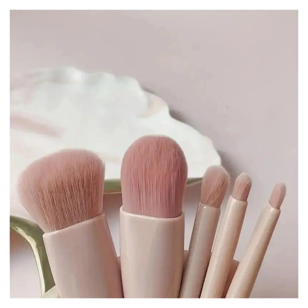 5pcs Mini Travel Size Makeup Brushes Set - Complete Function Cosmetic Brushes Kit with Storage Case And Mirror for On-the-Go App