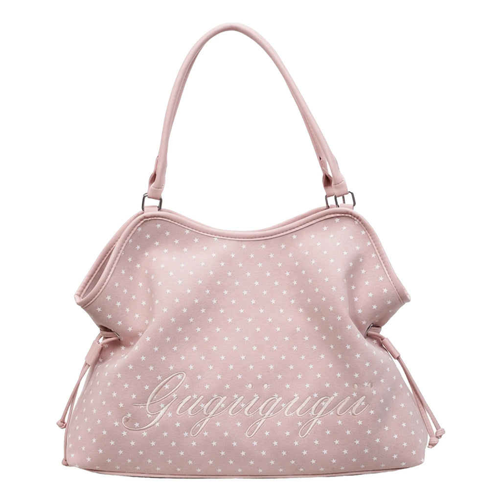 New Brand Women's Shoulder Bag Y2k Fashion Sweet Polka Dot Handbag Korean Casual Versatile Leopard Print Brown Frosted Tote Bags