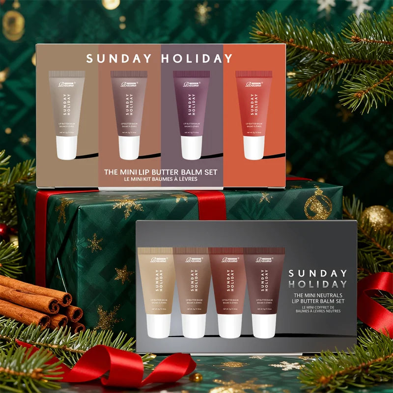Christmas gift Moisturizing Mirror Lipstick Vanilla Powder Sugar Coffee Cake Smell Lipstick Transparent Oil Makeup Set