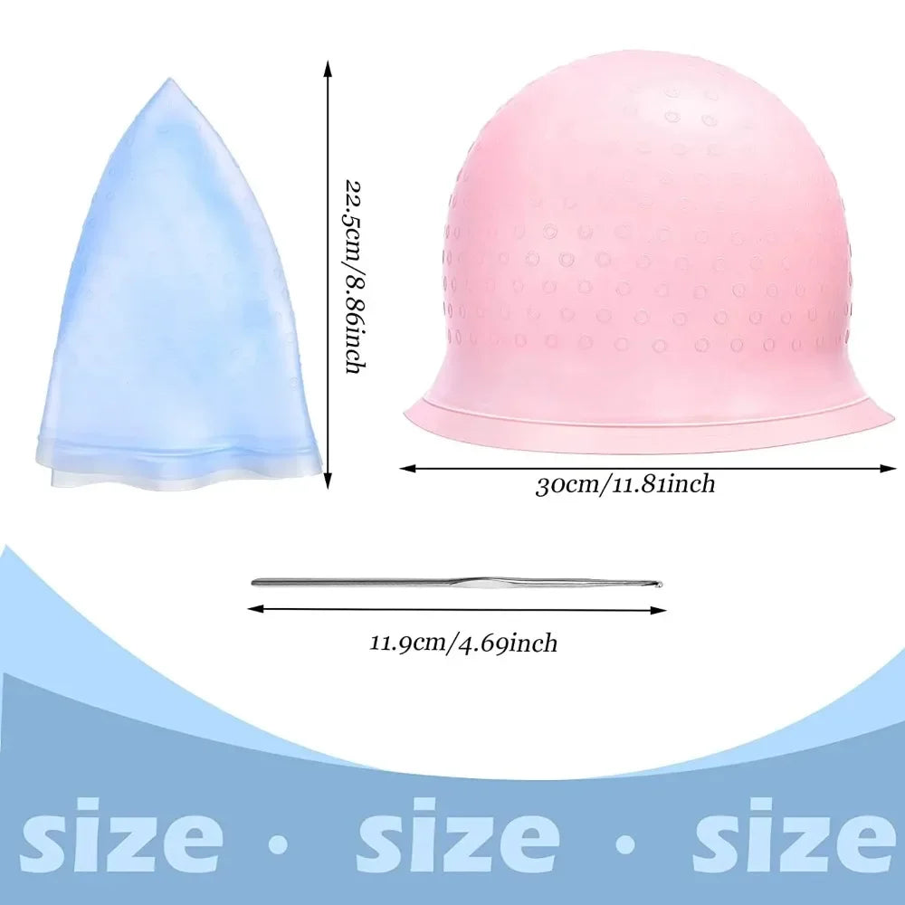 Silicone Hair Coloring Cap For Hairdressing With Needle Professional Salon Dyeing Tool Highlight Dyeing blue/pink/white