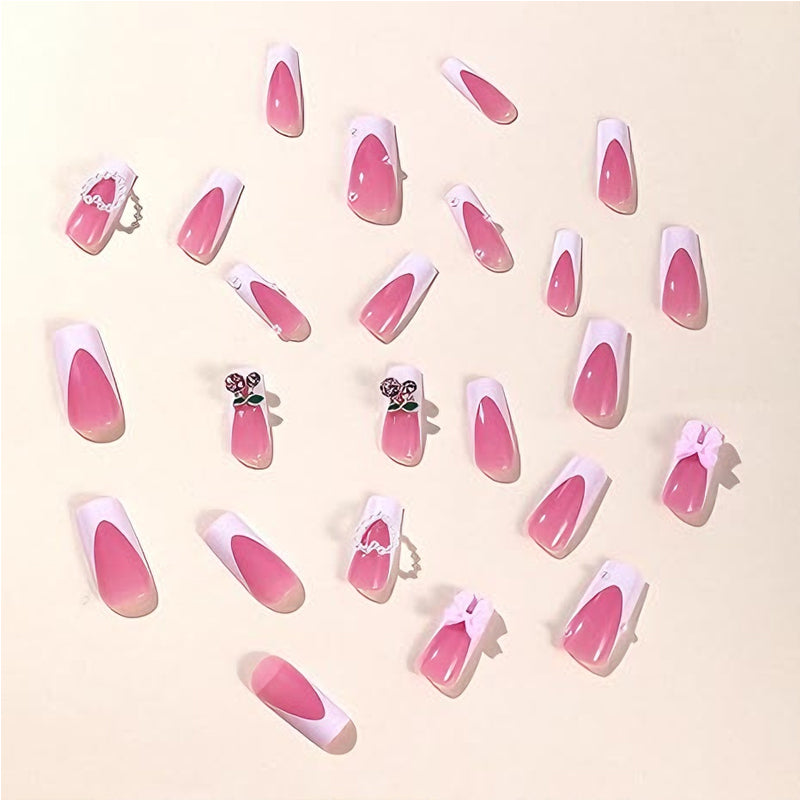 24 PCS Cherry Bow Nail Art