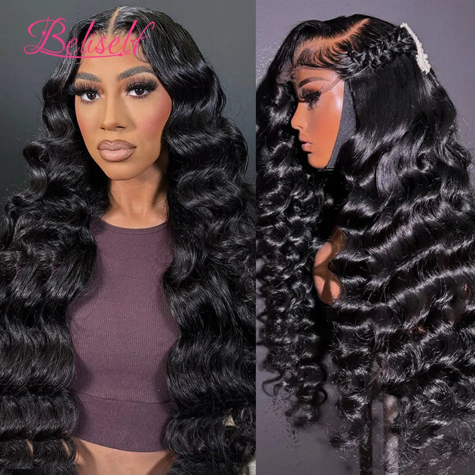 13x6 HD Lace Front Human Hair Wigs Loose Wave Glueless Wig Human Hair 13x6 Full HD Lace Frontal Wig Pre Bleached Knots Beliself