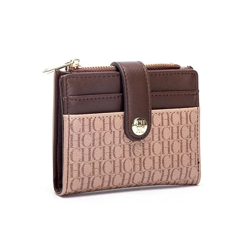 CH New Classic Folding Money Clip Compact Lightweight Luxury Brand Design Sense Letter Decoration Card Bag Women Zero Wallet