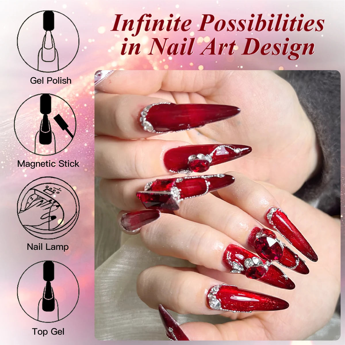 10ml Red Wine Magnetic Nai Gel Polish DIY Manicure Nail Art Varnish for Home Salon Long Lasting UV LED Vernis Easy to Apply