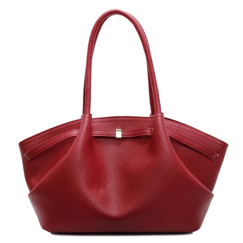 Luxury Lychee Pattern Underarm Shoulder Bags PU Leather Solid Color Women's Handbags Large Capacity Tote Bag Travel
