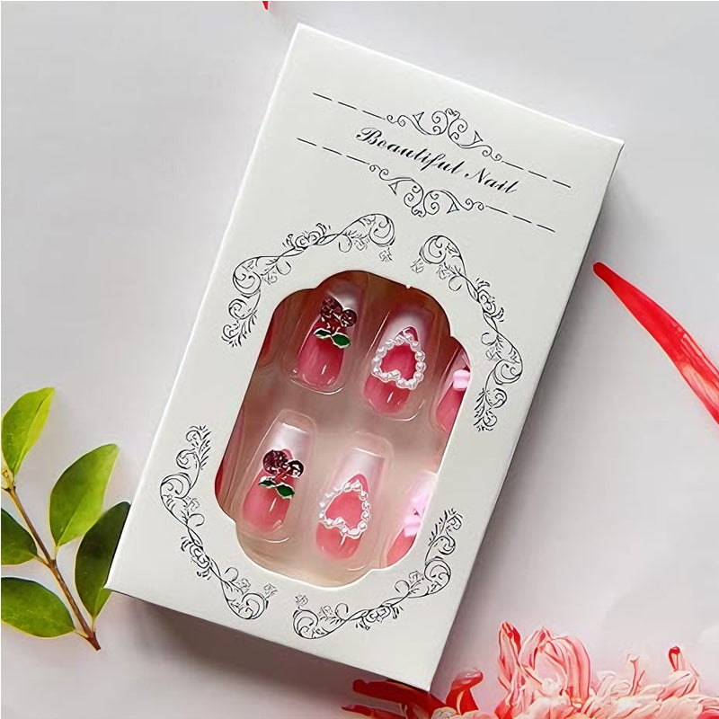 24 PCS Cherry Bow Nail Art