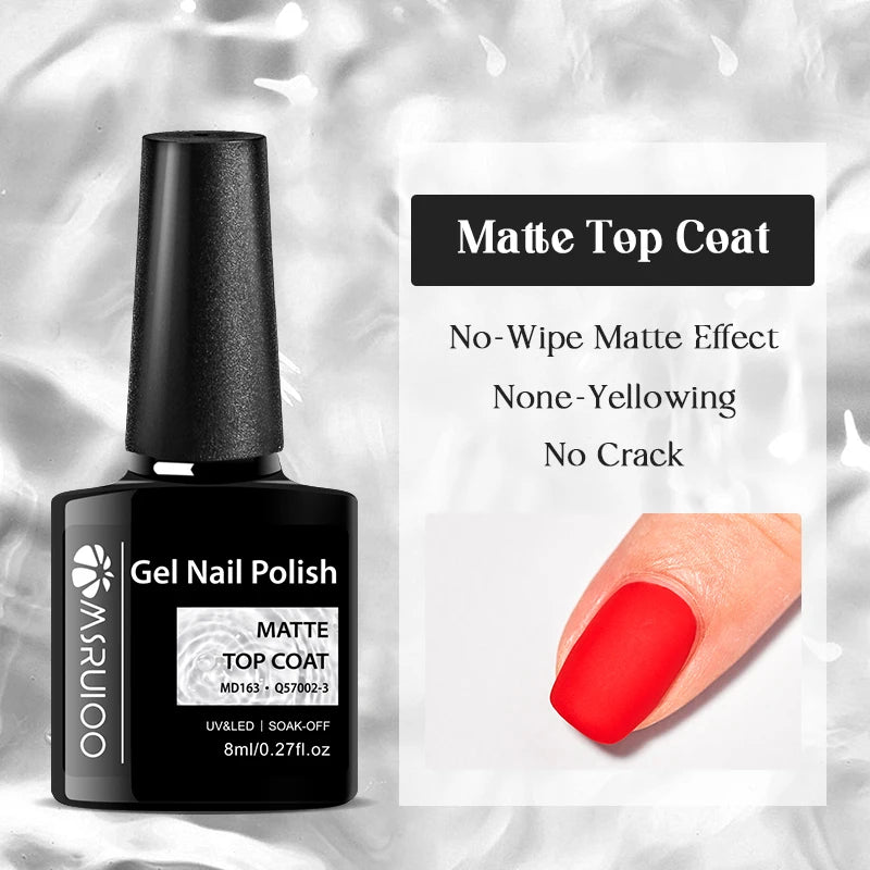 MSRUIOO 8ml Base Top Coat Gel Polish Semi Permanent Soak Off UV Gel LED Nail Art Varnish Base Gel Top Coat Gel Varnish Manicure