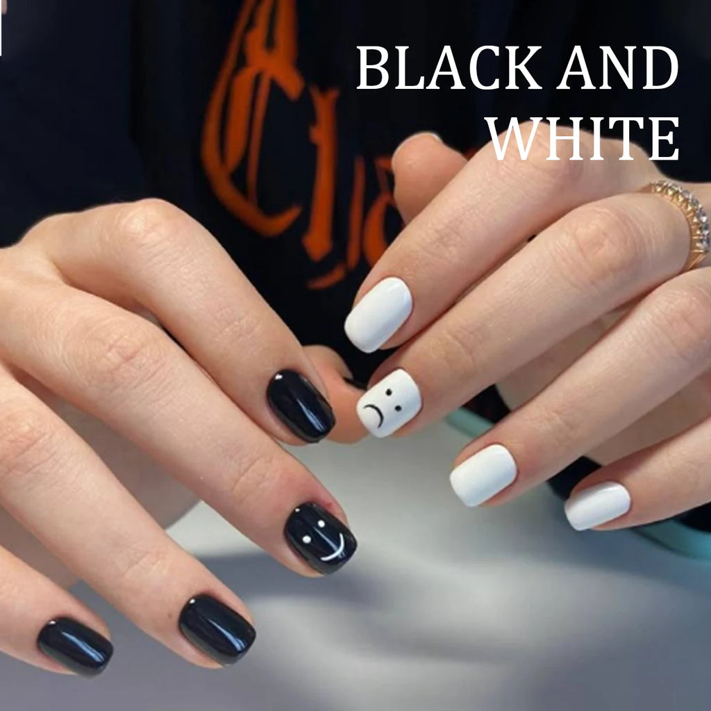 Quiska 2Pcs Black White Nail Gel Polish Set 8Ml Semi Permanent Soak Off UV LED Varnish Manicure Tools Design DIY Charm Manicure