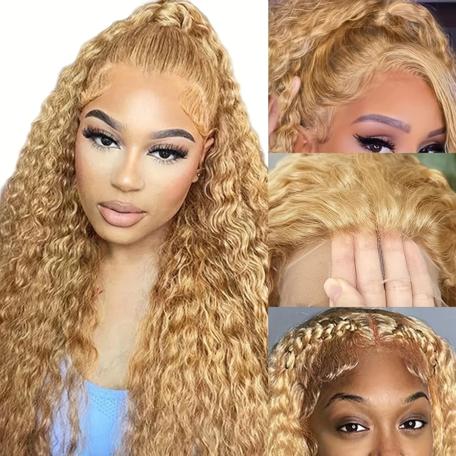 SoGreat 27 Honey Blonde Wig Human Hair 13x6 Curly Wigs Deep Wave Lace Front Wig 13x4 Water Wave Human Hair Wig Colored Brazilian