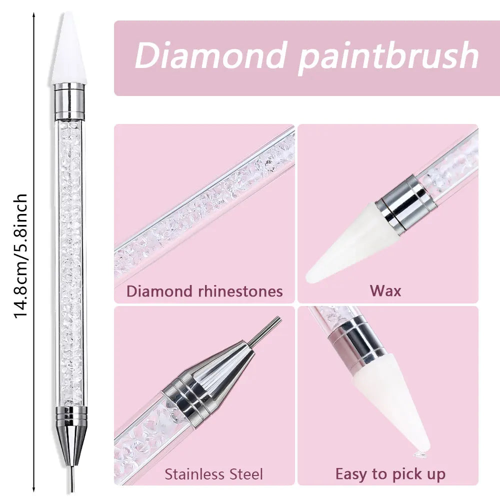1Pc Dual-ended Rhinestone Gems Picker Dotting Pen Wax Pencil Acrylic Handle Crystal Studs Picker Manicure Nail Art DIY Tools