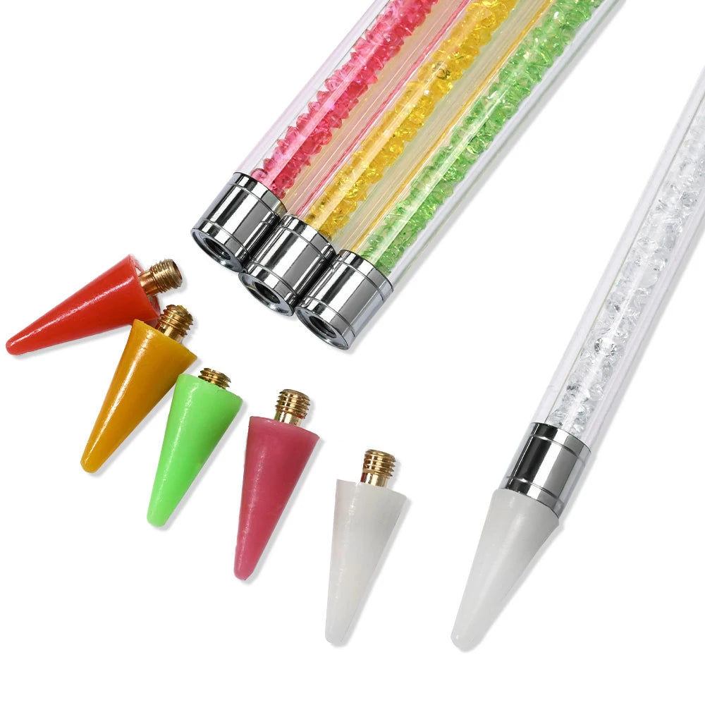 1Pc Dual-ended Rhinestone Gems Picker Dotting Pen Wax Pencil Acrylic Handle Crystal Studs Picker Manicure Nail Art DIY Tools