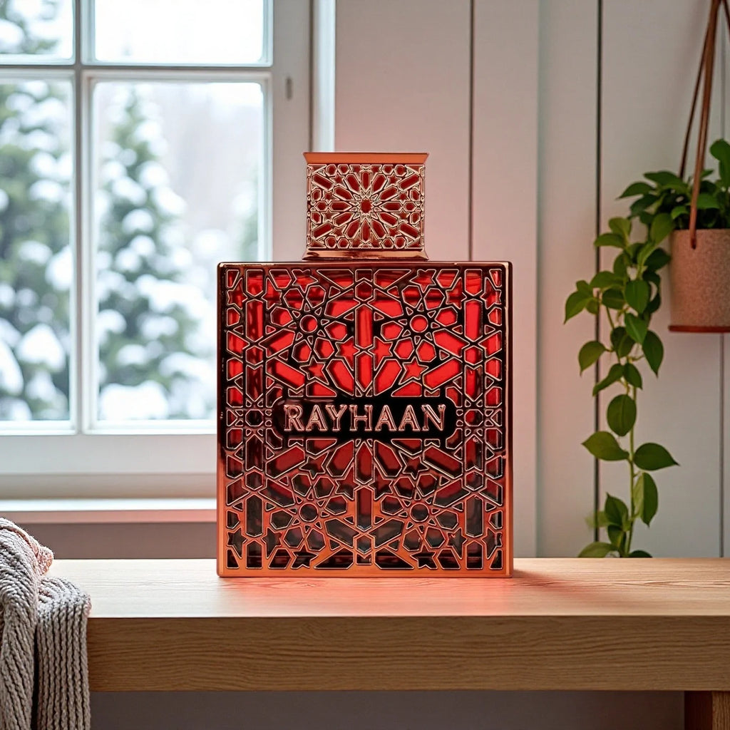 Rayhaan Extrait de Parfum: Bold Red Bottle, Warm Oud & Spicy Notes for Unisex