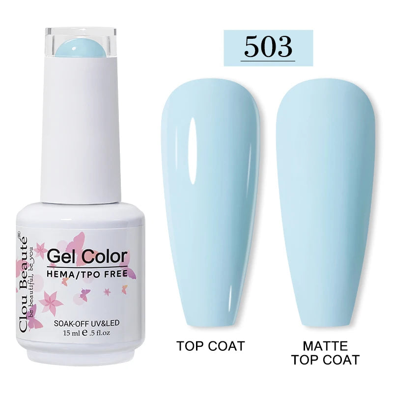 Clou Beaute 15ml Red Color Gel Polish Vernis Semi Permanent UV Varnish Gel Nail Polish Hema TPO Free Nails Art Manicure TOP BASE