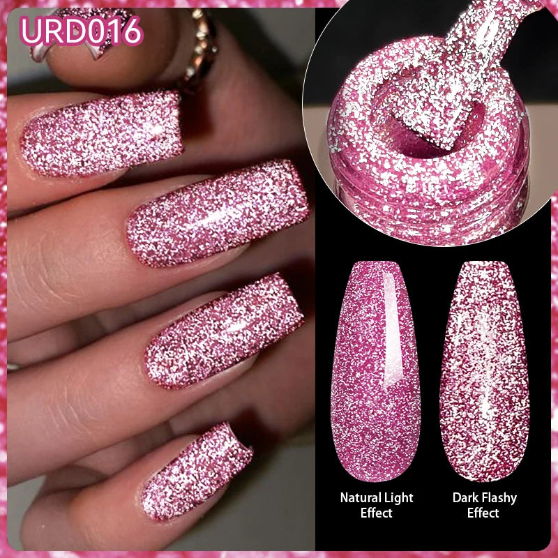 UR SUGAR 15ml Champagne Gold Sliver Reflective Glitter Gel Nail Polish Varnish Semi Permanent Soak Off UV Gel For Manicure Art
