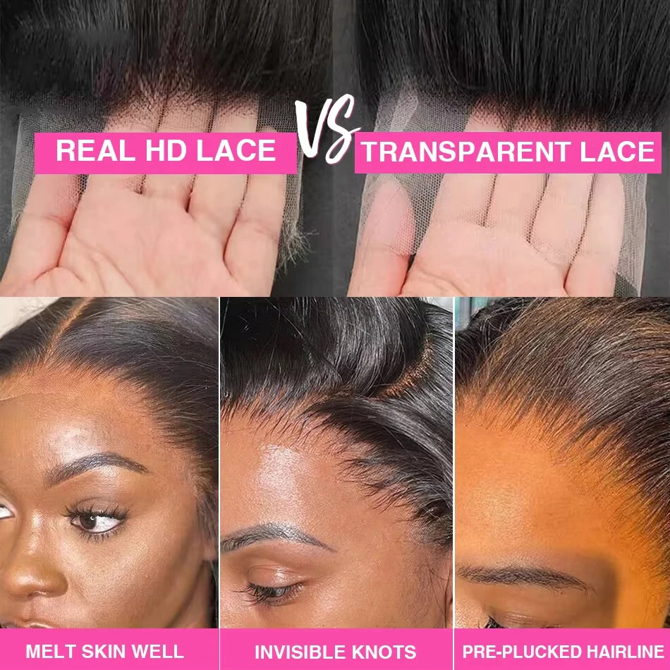 Rosslyn Body Wave Human Hair Wigs 13x6 Hd Lace Frontal Wig 1b Black Wig 200% High Density Lace Wigs Bleached Knoted Flash Sale