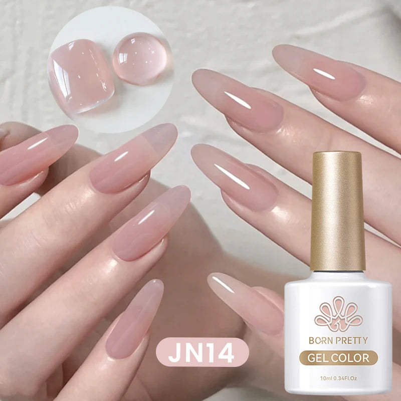 BORN PRETTY 10ml Translucent Jelly Nude Gel Nail Polish Colorful  Varnish Semi Permanent UV LED Nail Art  Manicure Gel