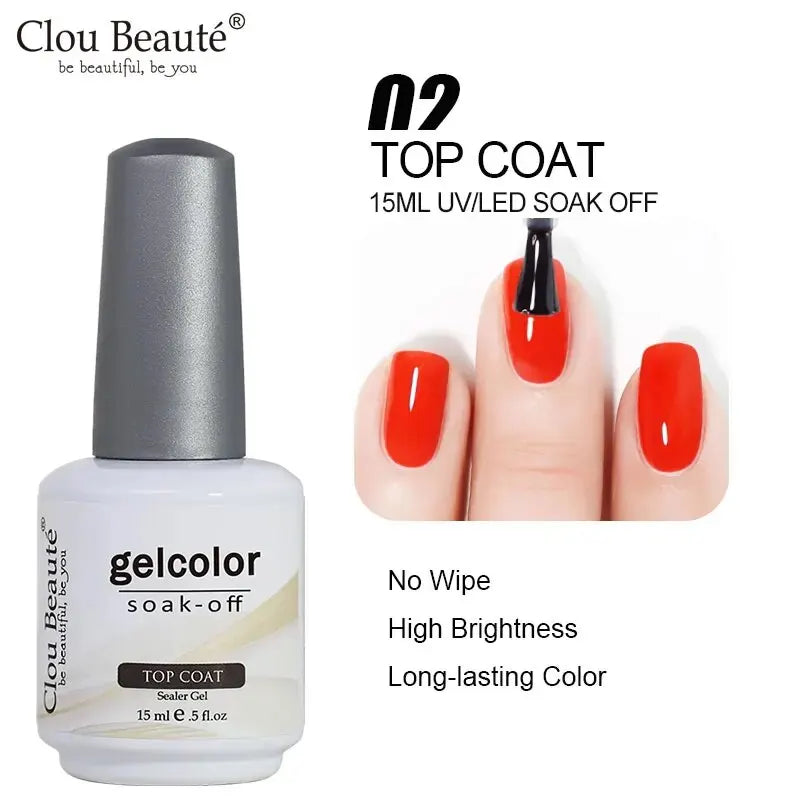 Clou Beaute 15ml Red Color Gel Polish Vernis Semi Permanent UV Varnish Gel Nail Polish Hema TPO Free Nails Art Manicure TOP BASE