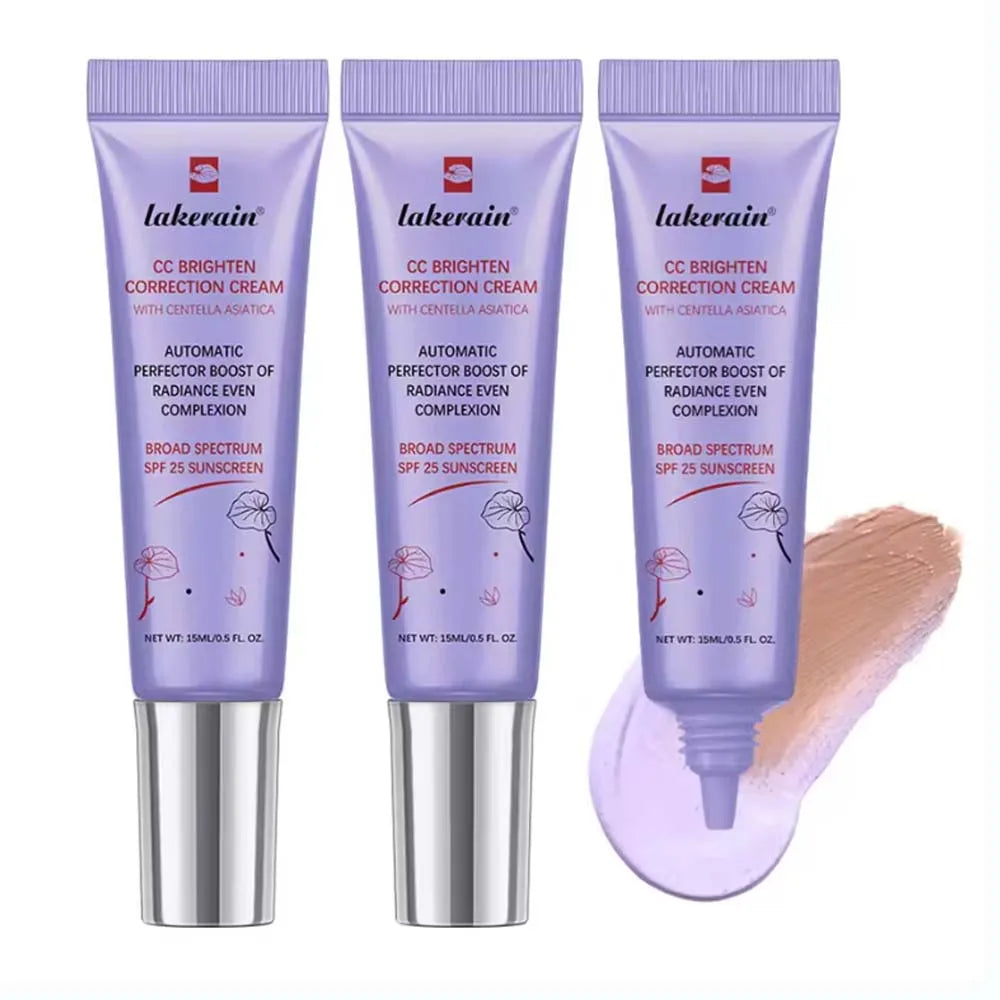 3pcs CC Cream Color Changing Liquid Foundation Centella Korean High Coverage Foundation Foundation Cream for Face Base Makeup