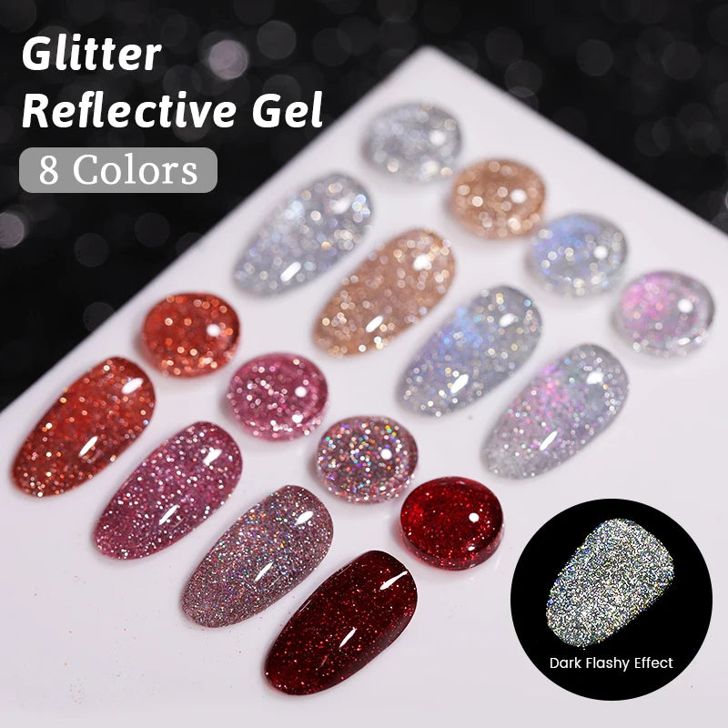 UR SUGAR 15ml Champagne Gold Sliver Reflective Glitter Gel Nail Polish Varnish Semi Permanent Soak Off UV Gel For Manicure Art